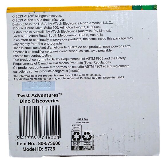 Vtech Twist Adventures Dino Discoveries Activity Unisex Cube Twist & Turn Learn - Picture 11 of 11